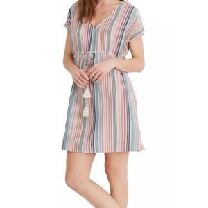 Madewell XS Rainbow Stripe Swim Tunic Cover-Up Dress Short Sleeve Summer